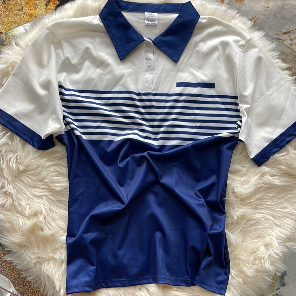 Stylish Men's Blue and White Polo Shirt